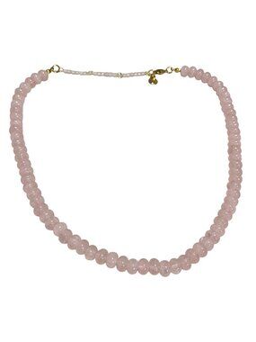 Mayamar Rose Quartz Beaded Necklace With Gold-Plated Clasp & Drawstring Pouch